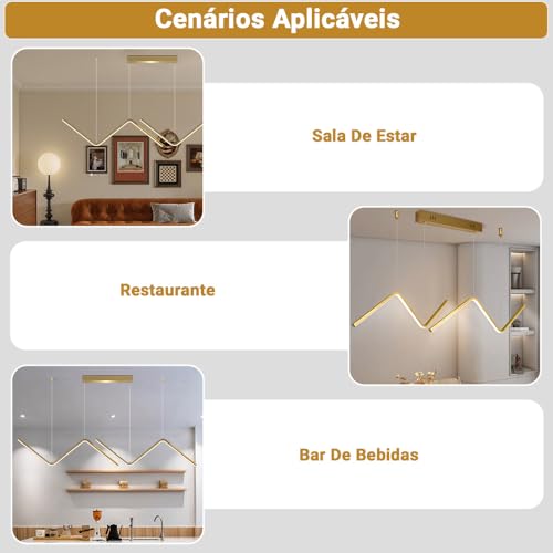 Lustre Sala de Jantar, Lustre Sala, Lustre Pendente, Pendente, Pendente Sala de Jantar, Lustres e Luminarias para Sala, Linear Onda Luminária, Luminária Pendente Ajustável