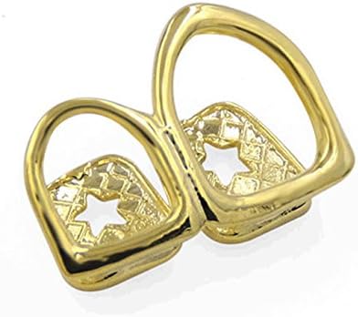 New Custom Fit 14k Yellow Gold Silver Color Plated Teeth Grillz Caps Top &amp; Bottom Grill Set (Gold)