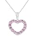 Rhodium Plated Pink Cubic Zirconia Open Heart Pendant Necklace for Little Girls & Young Teens 16