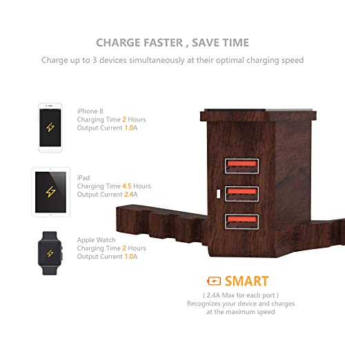 Walnut Wood Headphone Stand with USB Charger COZOO Under Desk