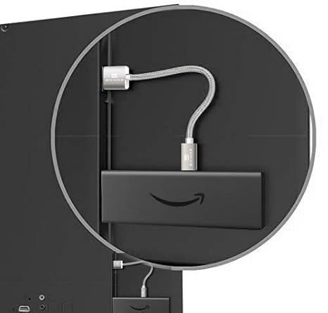 EXINOZ® Geflochtenes Fire TV Streaming Stick Ladekabel | Kurzes Silbernes Fire TV Ersatzkabel | Direkt an USB-Anschluss des F