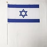 Israel 12-Pack 4 x 6 Inch Polyester Country Hand Flags Desk Waving Parade by Coastal Palm