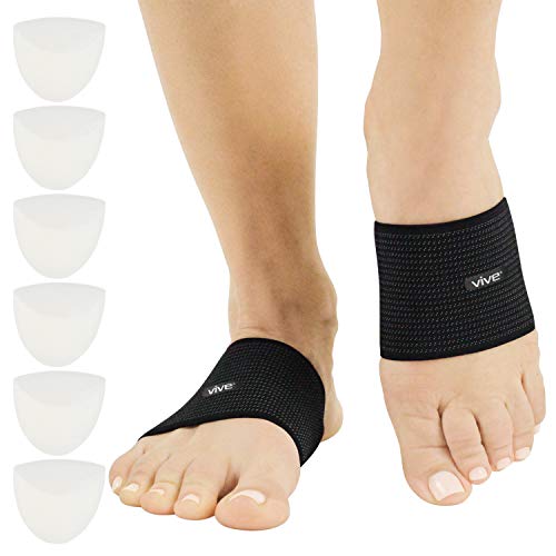 Vive Arch Compression Sleeve (Pair) – Plantar Fasciitis Support Insert for High & Low Arches, Women, Men – Gel Cushion Insole Sock Brace for Flat Feet – Orthotic Foot Wrap for Heel Spurs Pain Relief