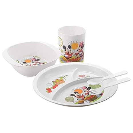 Generic Disney 5 Pcs Set (Round Partition Plate, Fork, Spoon, Bowl & Glass)