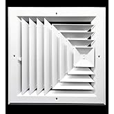 HVAC Premium 8 x 8 (in) HVAC Vent Cover - 3 Way Supply Grille - Duct Cover &amp; Diffuser - Low Noise - for Ceiling - with Opposing Damper Blades [Outer Dimensions: 11'' Width