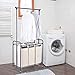 XCSOURCE Laundry Sorter with Hanging Bar Laundry Hamper Sorter Cart Laundry Trolley Laundry Cart Sorter with Rod Hanging Bar, 3 Durable Detachable Oxford Bags Metal Frame Capacity 130 L(Beige)