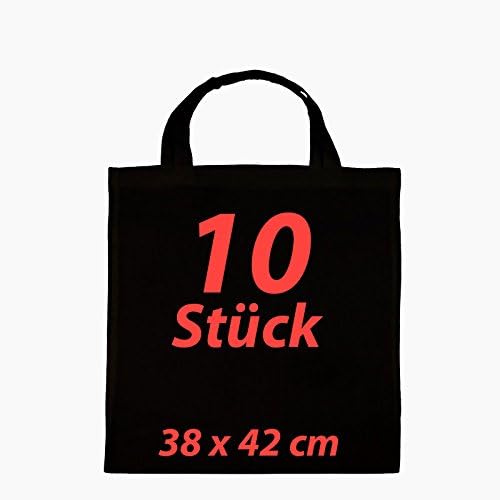 Cloth Bag Jute Bag Cotton Bag Black 2 Short Handle Pack of 10)