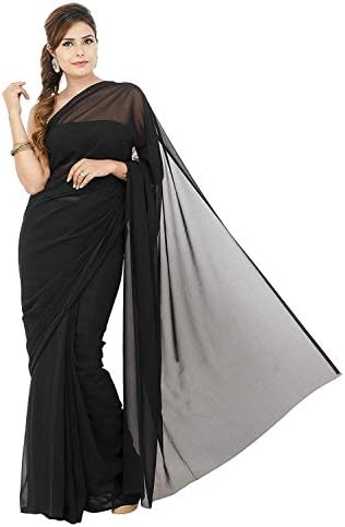 7th Feb Women's Plain Chiffon Saree With Blouse Piece(Plain Saree For Women_Free Size)