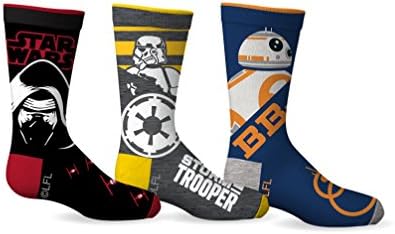 Star Wars Boys BB-8 &amp; Stormtrooper 3-Pack Crew Socks (Sock Size 6-8)