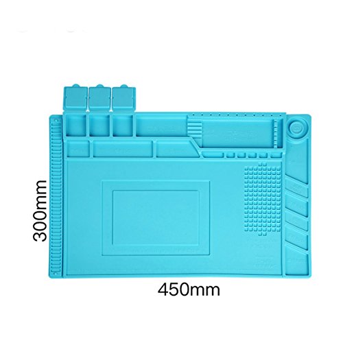 Soldering Mat, YUMQUA Magnetic Project Mat (11 x 17 inch) Heat Resistant Silicone Pad Insulation Solder Mat Welding Repair Tools Kit for Soldering Iron Station, Watch,Phone and Computer Repair