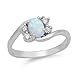 CloseoutWarehouse Oval White Simulated Opal Swirl Tension Ring Sterling Silver Size 9