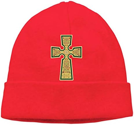 Green Celtic Cross Mens Beanie Cap Skull Cap Winter Warm Knitting Hats.