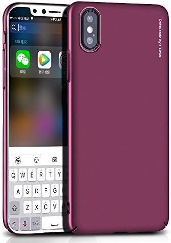 iPhone X Case, X-level [Knight Series] Ultra Slim Fit Shell Full Protective Anti-Scratch Resistant, Anti-sleep, Soft Baby Skin Touch, Support Wireless Charg, for iPhone X Case (Wine Red)