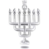 Claddagh Gold Two Tone Jewish Menorah Pendant Necklace Fine Real Solid 925 Sterling Silver