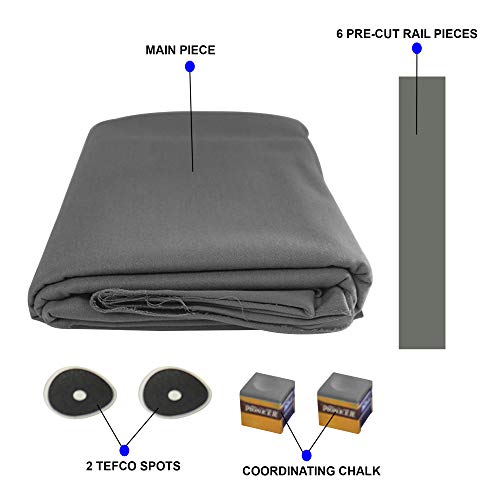 Worsted Blend Fast Speed Pool Cloth - Pool Table Felt - 7 feet - Billiard Cloth and 6 Rail pre-Cut Rail Pieces - No Nap - Tournament Grade - Steel Grey - Thumbnail 2