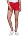 HDE Women's Solid Color Ultra Stretch Fitted Low Rise Moleton Denim Booty Shorts Red - L
