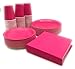 Serves 50 Complete Party Pack, Pink Disposable Tableware Set – 9