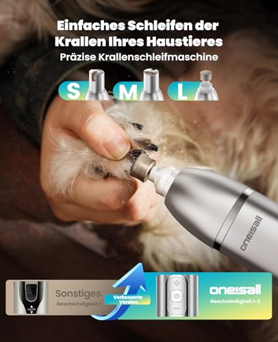 oneisall 4-in-1 Dog Clipper Set, Quiet Paw Trimmer for Dogs, LCD Display Clipper for Cat, Dog, Paw Trimmer & Dog Razor & Claw Grinder for Body, Paws, Eyes, Ears (Silver)