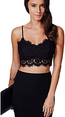 Sheer Lace Condole belt Strap Lingerie Bra Tops, Prettymenny Women Translucent Underwear (Black)