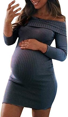 MOONHOUSE โค๏ธโค๏ธ 2018 Maternity Mom Women Off Shoulder Dress Baby Nursing Gown Bridesmaid Pregnant Sweater Dressโค๏ธโค๏ธ Plus Size