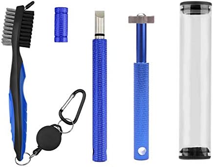 ROLLMOSS Golf Clean Tool Set, Retractable Golf Club Brush, 6 Heads Golf Club Groove Sharpener Golf Club Groove Sharpener for U & V-Grooves, Portable Golf Brush Tool Kits for All Golf Irons (Blue) ROLLMOSS Golf Clean Tool Set, Retractable Golf Club Brush, 6 Heads Golf Club Groove Sharpener Golf Club Groove Sharpener for U & V-Grooves, Portable Golf Brush Tool Kits for All Golf Irons (Blue)
