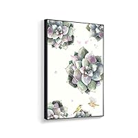 Framed Canvas Home Artwork Decoration Succulent Plant Canvas Wall Art for Living Room, Bedroom - 16x24 inches
