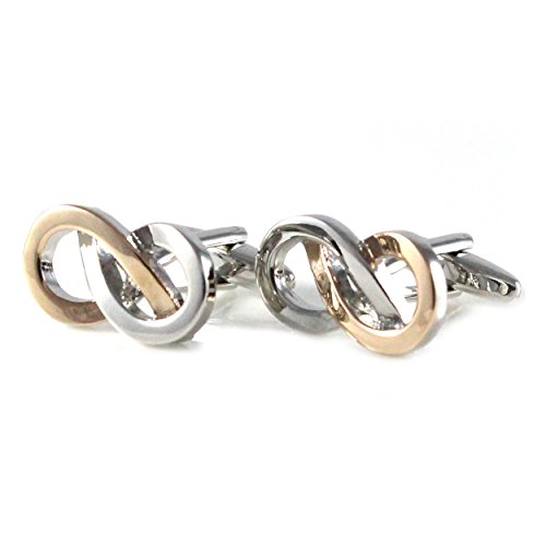 MENDEPOT Fashion Infinity Icon Cufflinks With Box Bi-tone Plated Infinity Symbol Cufflinks With Box