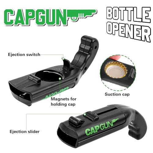 3PCS Bottle Opener, Funny Beer Opener, Beer Opener Bottles Cap Gun with Gun for Home Parties, Outdoor Barbecue, Creative Game, Fun Gift (Black)