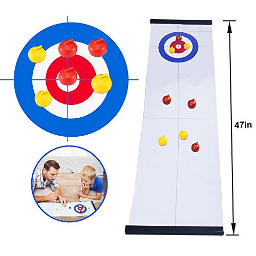 Gayisic Tabletop Curling Game Family Games Table Top Board Games Mini Desktop Game with 8 Shuffleboard Pucks for Kids and Adults Outdoor,School, Trave Gift (Curling Tabletop Game)