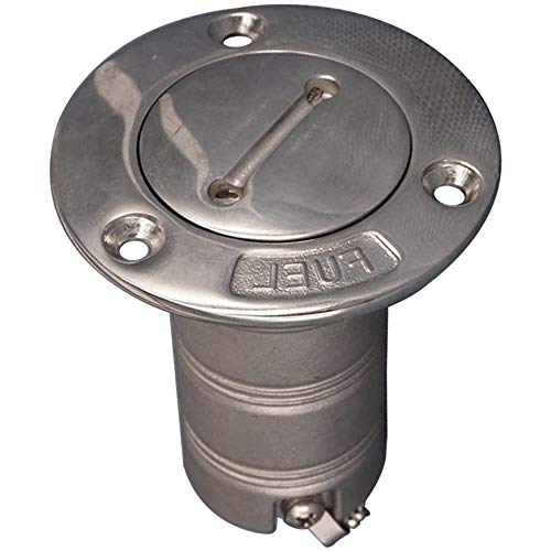 VIGORWORK 1.5inch Silver 316 Stainless Steel Boat Marine Deck Fuel Tank Filler with Pull Out Lug Fit for 38mm Fuel Hose
