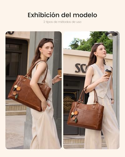 LOVEVOOK Women's Large Waterproof PU Leather Laptop Bag 15.6 Inch Laptop for Work Office School