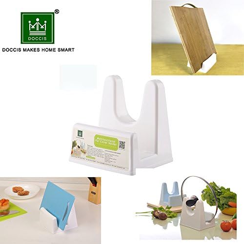 DOCCIS Pot Lid Holder Enlarged &amp; Reinforced Version Cutting Board Stand Holder Rack Strong &amp; Sturdy - White
