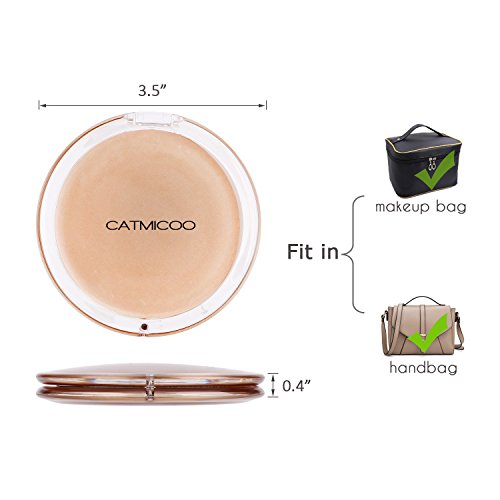 Catmicoo 7X Magnifying Mirror & 1X Mirror,3.5" Wide,Round Compact Travel Mirrors (Burgundy)