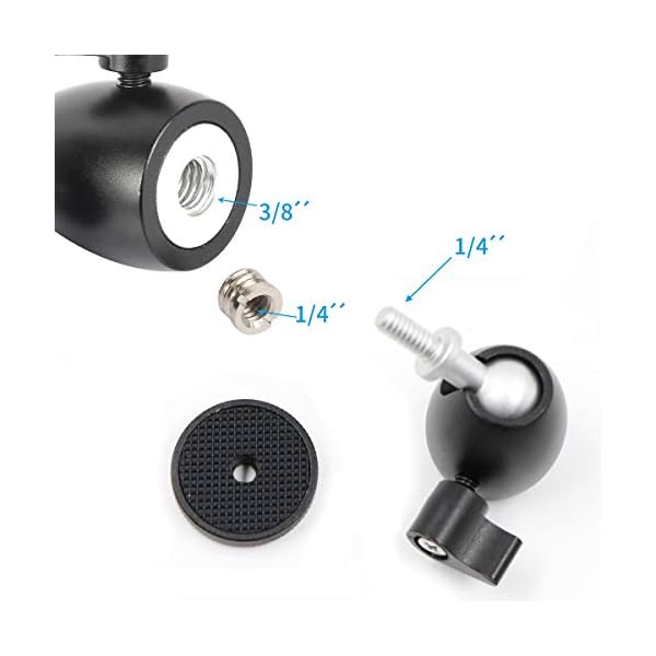 Kamerastativ Kugelkopf Flexibel Verstellbar Stativköpfe, 2 Stück Universal Kamera Stativkopf, mit 1/4" und 3/8" Nuss, für die meisten von DSLR/SLR Kamera Stativ, LCD-Monitor, Blitz Licht Halter usw – Bild 4