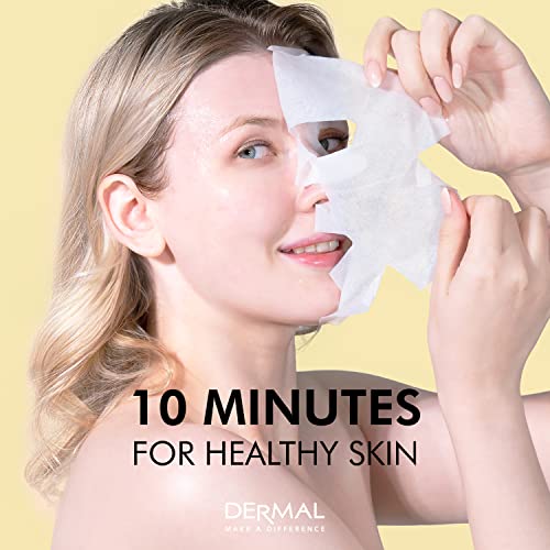 DERMAL Hydrating Facial Mask Pack of 10 Moisturizing Korean Essence