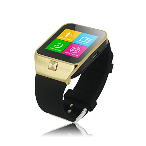 X-StrongÂ® 1.54 inch Touch Screen Smart Bluetooth Watch Phone Support SIM Card with FM Pedometer Sound Recorder Anti-lost Sleep Moniter Sync Function for Android Smartphone (Golden)