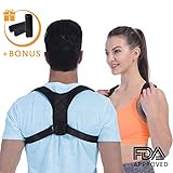 (2019 New) Posture Corrector for Women and Men, FDA Approved Adjustable Upper Back Brace for Providing Pain Relief from Back, Shoulder and Neck, Medical Kyphosis Trainer Under Clothes+Underarm Pads