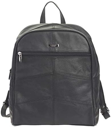 Ladies/Womens Large Genuine Leather Backpack/Rucksack in Black