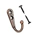 eBoot 20 Pieces Wall Mounted Hook Robe Hooks Single Coat Hanger and 50 Pieces Screws (Reddish Brown)