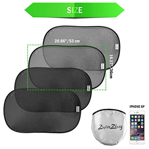 2win2buy Car Window Shade (4 Pack), Cling Sun Shade for Side Rear Window for Baby Kids,80 GSM with 15s Film for Full UV Rays Sun Glare Protection-2 Transparent & 2 Semi-Transparent Sunshades 21"x 14" - Thumbnail 7