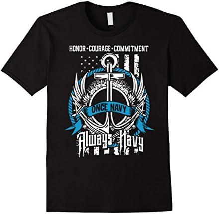 Men's Honor Courage Commitment Once Navy Always Navy T-Shirt XL Black