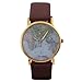 HACBIWA Global Fashion Unisex Men Women Lady Girls World Map Brown Leather Alloy Analog Quartz watches