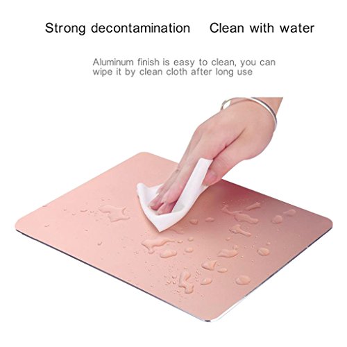 Mouse Pad,Qcute Gaming Aluminum Mouse Pad 9.45 X 7.87 Inch W Non-Slip Rubber Base & Micro Sand Blasting Aluminum Surface for Fast and Accurate Control (Large, Rose Gold)