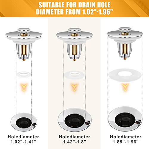 Lerany Bathroom Sink Stopper, Pop Up Drain Stopper Fits 1.06~1.96 Inch Drain Hole, Anti Clogging Bathtub Stoppers with Filter Basket, Universal Sink Drain Strainer for Bathroom, Basin and Bathtub