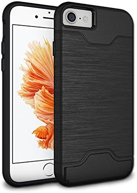 iPhone 7 Case, Aulker Slim Fit Thin Kickstand Shockproof Protection Heavy Duty Card Slot Dual Layer Defense Shield Hybrid Cover Elite Armor for Apple iPhone 7 Black