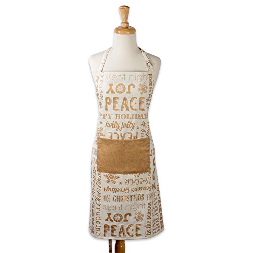 DII Cotton Adjustable Christmas Holiday Kitchen Apron with Pocket and Extra Long Ties, 32 x 28