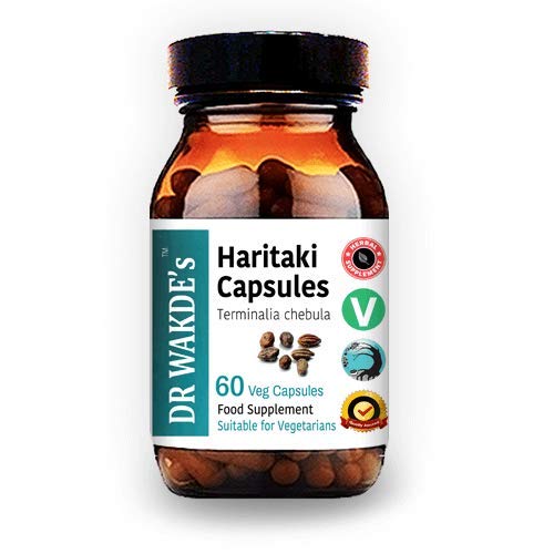 DR WAKDE’S Haritaki Capsules (Terminalia chebula/Hirda) | 60 Veg Caps | Ayurvedic Supplement | Vegan | 100% Herbal | Quantity Discounts