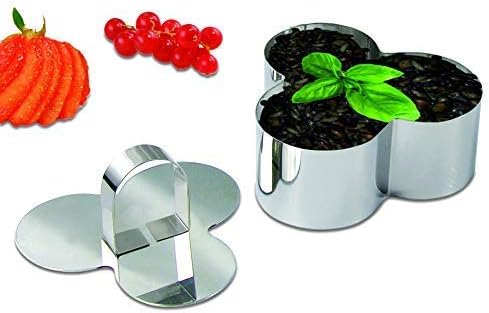 NewlineNY Stainless Steel Dessert Pastry Mousses Rings (4 Pcs Plum Blossom Shape)