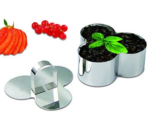 NewlineNY Stainless Steel Dessert Pastry Mousses Rings (4 Pcs Plum Blossom Shape)