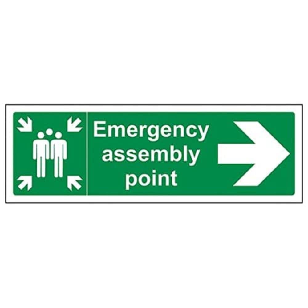 V Safety Eco Friendly Fire Assembly Point - Emergency Assembly Point Arrow Right - 300 X 100mm